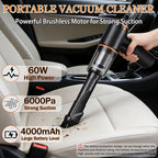 Car Vacuum Cleaner Portable Cordless with 6000PA Suction, Mini Handheld Vacuums Cleaner with Air Duster and Blower, High Power Hand held Cleaners for Car, Home, Office, Pet Hair, Keyboard