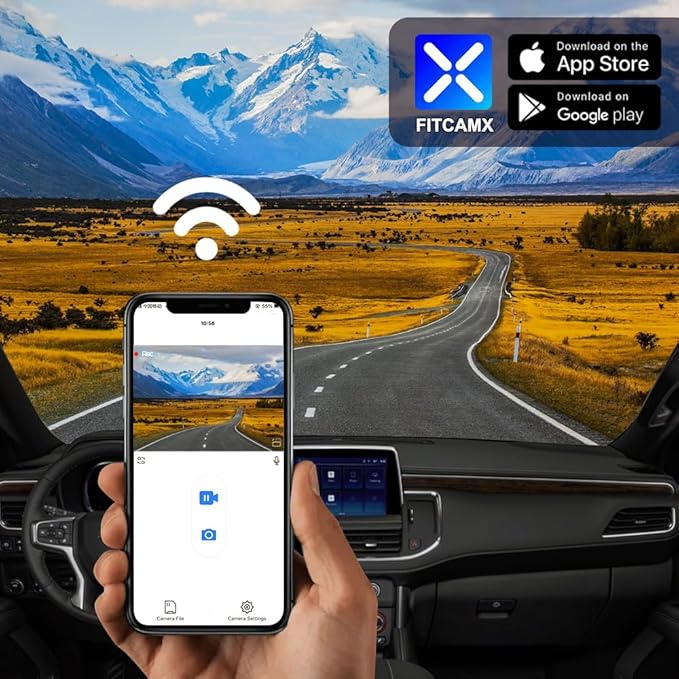 Fitcamx Dual 2160P+1080P Dash Cam Adapts for Chevy Tahoe 2021-2026 (HD2-6275, NO Sensor Cover) LS LT RST Premier High Country, OEM Factory Look, Dual Loop Recording, WiFi & APP, G-Sensor, 128GB Card