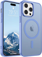 SUPFINE Magnetic for iPhone 14 Pro Case (Compatible with MagSafe) (Military Grade Drop Protection) Slim Translucent Matte Shockproof Phone Cover,Blue Purple
