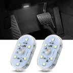Nilight Wireless Magnetic LED Interior Lights, 2 PCS White USB Rechargeable Universal Mini Sticky Footwell Ambient Atmosphere Reading Lamp with Touch Sensor, Portable Night Lighting for Car Truck