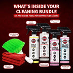 Renegade Essential Cleaning Bundle – Complete Car & Truck Detailing Kit with 4 Sprays, Microfiber Towels & Wheel Brush – Interior & Exterior Cleaner Set