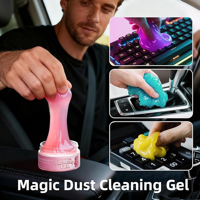 ColorCoral Car Cleaning Gel Reusable Car Clean Putty 4Pack - Universal Car Interior Cleaner Slime for Keyboard Cleaner,Cute Car Cleaning Accessories, 4 Fragrances,Dust Remover Gifts for Men & Women