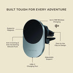 Satechi Qi2 Wireless Car Charger, Travel Friendly Car Phone Mount Charger for Air Vents, 15W Fast Chargers, for iPhone 17 to 12 Series