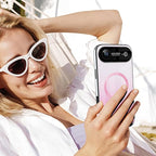 Guppy Compatible with iPhone Air Magnetic Case, with Full Camera Lens Protector [Compatible with MagSafe] Scratch Resistant Gradient Glass Back Cover Phone Case-Pink