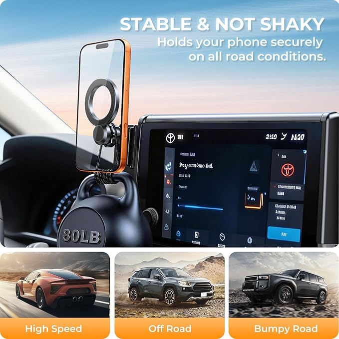 Car Phone Holder for Volkswagen VW Tiguan 2026 2025 (Only for 12.9-Inch Screen, Not for 15-Inch) 360° Rotation Magnetic Cell Phone Mount, Compatible with Magsafe, Does Not Affect Air Vent