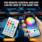 Ambient Lighting Car Led Lights Interior with APP, USB Powered Acrylic Neon Flexible Strip Fiber Optic LED Ambient Lighting kit,4 in 1 Car Center Console Dashboard RGB Sound Active Music Lights Sync