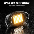 GSRECY Rock Lights Ultra Bright LED Neon Underglow Lights Waterproof for Trucks Pickup SUV UTV ATV RZR Car Boats Motorcycle (Yellow, 8 Pods)
