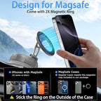 JKSML Magnetic Car Phone Holder [98LBS Strongest Suction & 2800gf Magnetic] 360° Adjustable Foldable Car Mount for Magsafe, Versatile for Car/Gym/Mirror Mount/Daily Stand, for iPhone&Android, Sliver