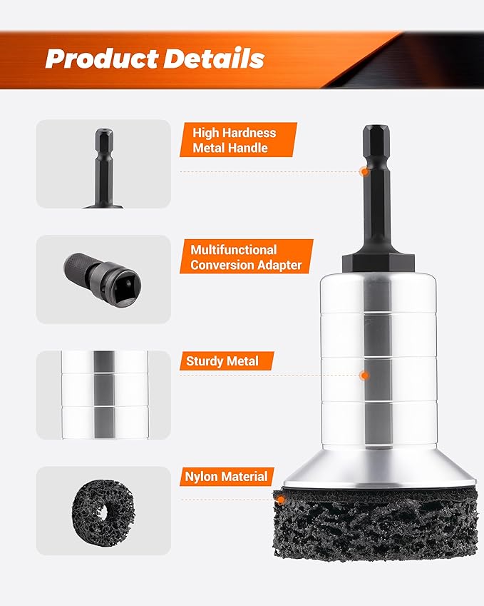 Wheel Brake Hub Cleaning Disc,Cleaner Resurfacing Tool Metel Hub Drill Brush Attachments for Rust Remover Wheel Bolt Stud Cleaner Fits Power Drill or 1/2" Impact Driven Wrenches for Brake Rotors Hubs