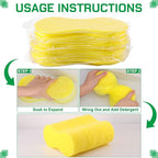 Vesici 48 Pack Car Wash Sponges Large Sponges Bulk Big All-Purpose Scrubber Thick Foam Car Cleaning Supplies for Washing Boat Kitchen Household with Single Vacuum Compressed Packing (Bright Yellow)
