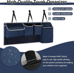 UYYE Trunk Hanging Organizer, Backseat Storage Bag, Collapsible Car Interior Accessories with 4 Pockets & 2 Mesh Pouches for Tools, Provide More Storage Trunk Space for SUV, Jeep, MPVs (Drak Blue)