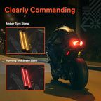 TRUE MODS 2pc 5" Rear LED Motorcycle Red Running Brake & Amber Turn Signal Tail Light Strip Kit for License Plate [Waterproof] Universal Self Adhesive Surface Mount Flexible Rear Lamp for Bike ATV UTV