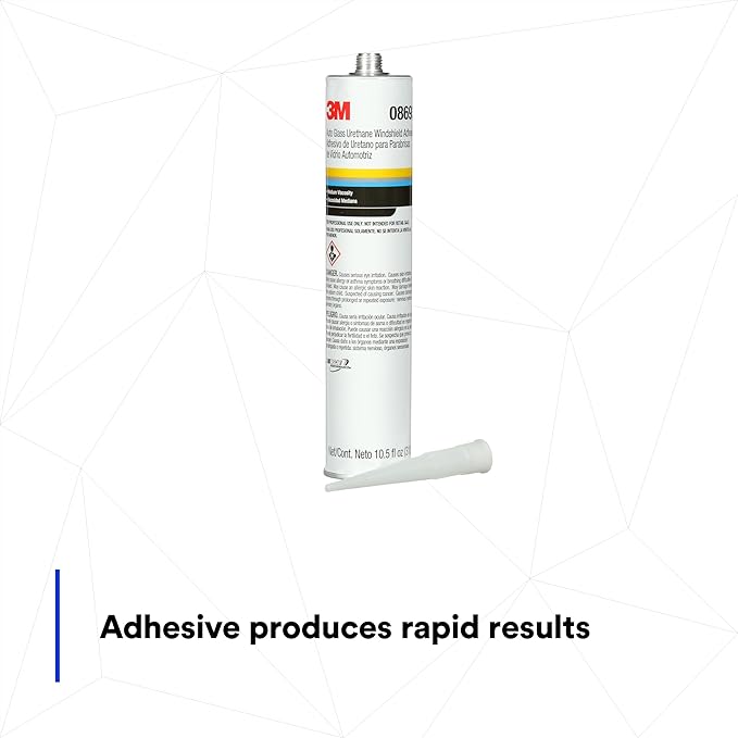 3M Auto Glass Urethane Windshield Adhesive, 08693, Medium Viscosity, High-Strength, Fast-Curing, 310 mL/10.5 fl oz Cartridge , Black