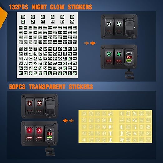 Nilight 2 Gang Rocker Switch Box 12V SPST ON Off Toggle Switches PD Type C and QC 3.0 USB Charger Voltmeter LED Light Waterproof Aluminum Mount Bracket Panel DIY Stickers for Boat Car RV Truck