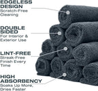 Nasiol Wipe&Buff Microfiber Cleaning and Ceramic Coat Application Cloth – Professional, Highly Absorbent, Lint & Streak-Free, Edgeless Double-Sided Towel – Pack of 10, Dark Gray (13.78 x 15.75 in)