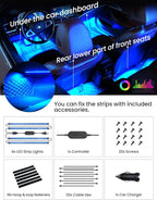 Pak Car LED Lights, Smart RGB 48 LED Car Interior Light with APP Control, Under Dash Car Strip Lights, Music Mode, DIY Mode, 2 Lines Design with Car Charger, Ambient Lighting for Cars, SUVs, Trucks