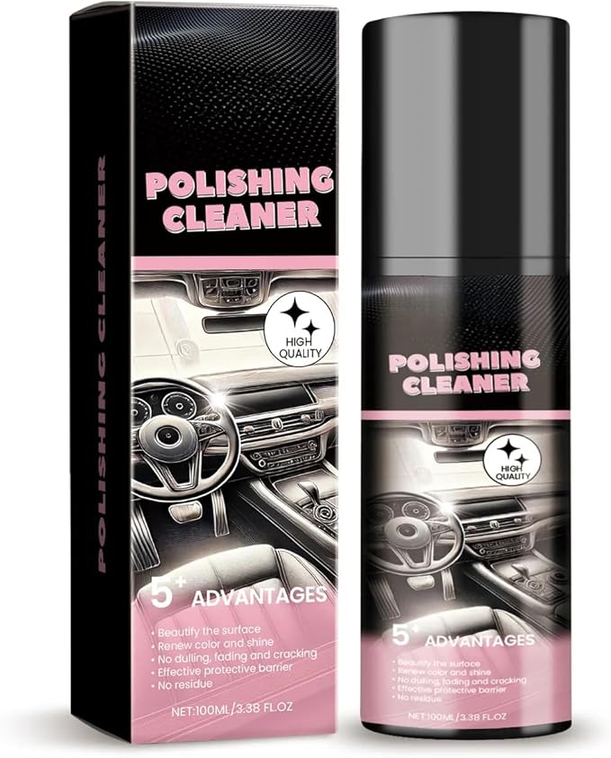 Car Interior Polish & Restorer – Multi-Surface Interior Cleaner for Shine Renewal, Dirt Removal, Protection & Anti-Stain Care for Dashboard, Leather, Plastic & Trim