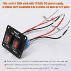 Facon 12Volts Switch Box Panel, 20Amps Rocket On&Off Switch with Red Indicator Light for RV Tank System, IP66 Waterproof Control Gang Kit System for RV Tank Heating Pad