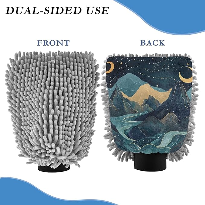 Boh Mountain Scene Microfibre Car Wash Mitt Scratch Free Wash Mitt for Car Wash Sponge