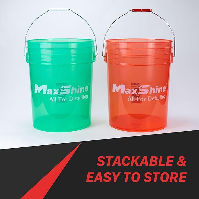 Maxshine 5 Gallon Universal Detailing Bucket (Green) – Car Wash Bucket for Scratch-Free Washing, Garage Storage & Detailing Tools – Holds Soap, Foam Cannon, Microfiber Towels & More