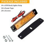 PSEQT 10 Pcs LED Rock Strip Lights Car Underglow Wheel Fender Well Lighting Kits Waterproof for Golf Cart Wrangler Offroad Truck RV UTV ATV Snowmobile (Amber Yellow)