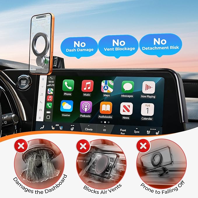 Car Phone Holder for BMW X5 2019-2023 & X6 2020-2023 & X7 2019-2022 (Only for 12.3-Inch Screen) 360° Rotation Magnetic Cell Phone Mount, Compatible with Magsafe, Does Not Affect Air Vent