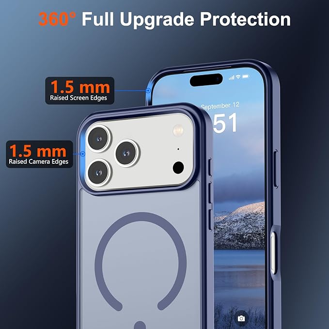 SUPFINE Magnetic for iPhone 17 Pro Case (Compatible with MagSafe)(Military Grade Drop Protection) Translucent Matte Shockproof with Anti-Fingerprint Phone Cover 2025,Lavender Gray