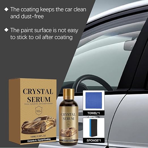 Crystal Serum Ceramic Coating Kit for Cars, 9H Graphene Nano Coating, High Gloss Shine & Hydrophobic Protection, Scratch-Resistant Paint Coating, Quick & Easy DIY Application (3set)