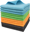 Tricol Clean 12 Pack Microfiber Cleaning Cloth 11.8x11.8inch - Streak-Free, Reusable Microfiber Wipes Towels for Glass, Kitchen, Car, Dusting - Absorbent & Lint-Free-Mixed 4 Colors