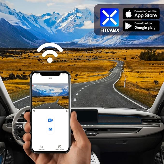 Fitcamx 4K Dual Dash Cam Adapts for Kia EV9 2023-2026 Wind Land GT-Line (Part No#DO000), Integrated OEM Style, Front 2160P+Rear 1080P Video, Loop Recording, WiFi&APP, G-Sensor, Easy to Use, 128GB Card