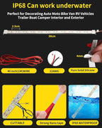 YM E-Bright Golf Cart Light 30CM 36SMD DC12V Waterproof LED Strip for Car Interior & Exterior Decoration DRL Day Running Light,White(Pack of 4)