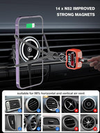 MAGJIEYX for Magnetic Magsafe Car Mount Charger, Wireless Car Charger with QC3.0 Adapter(38W Max) Phone Holder Fits iPhone17/16/15/14/13Plus/MagSafe Case,Dash/Vent/Windshield(Black)
