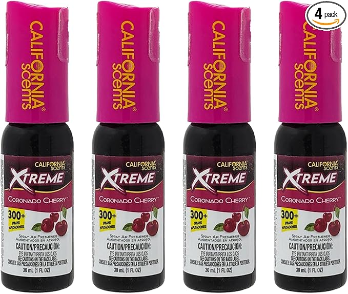 California Scents Xtreme 1 oz. Spray Air Freshener, Coronado Cherry, 4 Packs