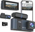 Dashcam Front and Rear Camera,TVFEA Dash cam 4K,Dual Dash Camera for Cars with Wi-Fi,3.18" LCD Screen,64GB Card,APP Control,Night Vision,WDR,Metal Shell,24H Parking Mode,G-Sensor,Loop Record