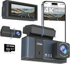 Dashcam Front and Rear Camera,TVFEA Dash cam 4K,Dual Dash Camera for Cars with Wi-Fi,3.18" LCD Screen,64GB Card,APP Control,Night Vision,WDR,Metal Shell,24H Parking Mode,G-Sensor,Loop Record