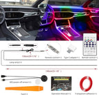 Interior Car LED Strip Lights Acrylic Fiber Optic Strip LED Lights with APP&Remote Control Dynamic Chasing Music Sync Neon Ambient Lighting Kits for Cars,SUVs,Trucks(55.12inch*2)
