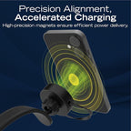 Nautica Turan QMAG Cord - Wireless Magnetic Car Charger 15W with Built-in Retractable USB-C Cable, Universal Fast Charging Phone Mount, Dashboard & Vent Mount for iPhone 17, Galaxy S25, Pixel 10