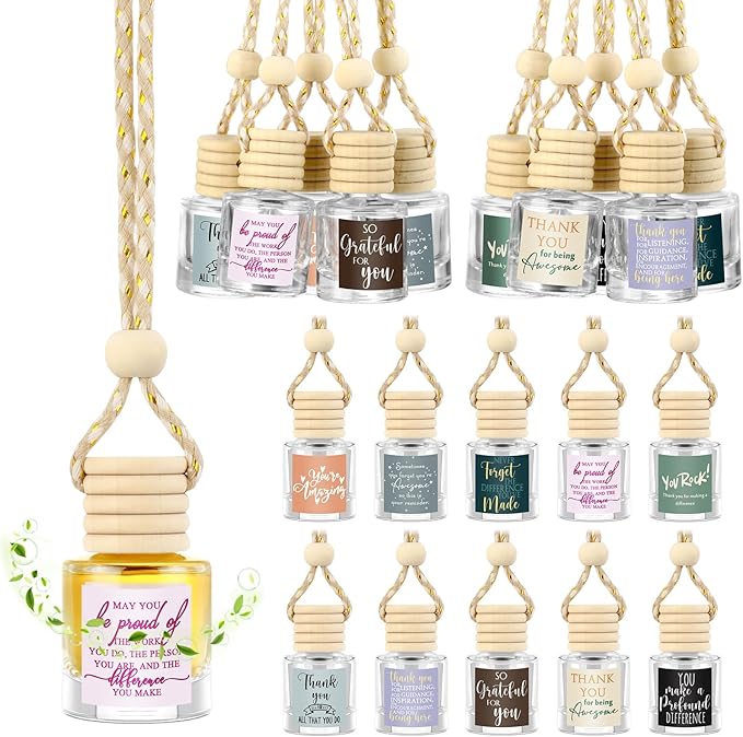 Funnymoom 20 Pcs Employee Appreciation Gifts Bulk Empty Glass Car Air Freshener Hanging Diffuser Thank You Gifts for Employee Nurse Staff Dietician Social Worker Volunteer