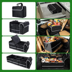 Snuopfy Car Trunk Organizer,115L Heavy Duty Collapsible Trunk Storage, with Insulated Leakproof Cooler Bag Vehicle Cargo Organizer with Lid, 3 Compartments, Straps For Car,Suv,Jeep,Sedan-Black