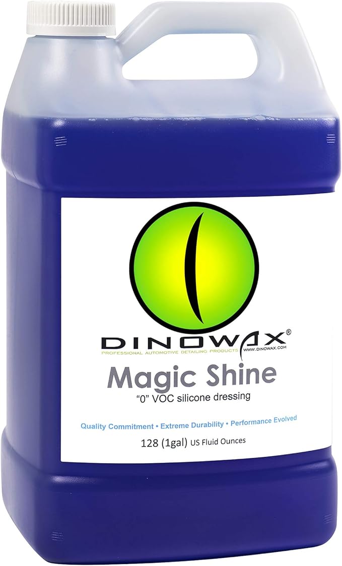 Dinowax Magic Shine | Multi-Purpose Glossy Dressing for Interior & Exterior | Professional-Grade (128 Oz)
