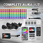 OPT7 Aura Pro 6PC Interior Lights for Truck SUV RV with App & Remote Control, Multicolor Mode, Music Sync Neon Accent Lighting Kit, Under Dash Decor, 12V Car Charger, Single Row LED Strip