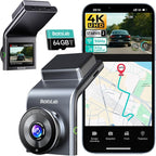 BOTSLAB 4K Dash Cam Front, STARVIS 2 Sensor, Voice Control, 64GB Card Included, 5GHz WiFi, Built in GPS, WDR Night Vision, 170°Wide Angle, 24H Parking Mode (Back Camera Not Included)