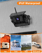 Wireless Solar Backup Camera for Trailer: Long-Range Signal Magnetic Backup Camera for Travel Trailer 7-Inch DVR Monitor 1080P HD Night Vision by Rohent - A70