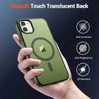 SUPFINE Magnetic for iPhone 12 Mini Case & iPhone 13 Mini Case (Compatible with MagSafe) (Military Grade Drop Protection) Slim Translucent Matte Shockproof Phone Cover,Cangling Green