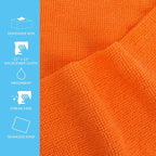 Tricol Clean 50PK Profesional Resuable Lint Free Microfiber Edgeless Cleaning Cloth Cleaning Rags,Absorbent Microfiber Wipes for Housekeeping, Car Cleaning (12 * 12 Inches) (orange1)