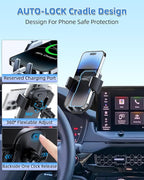 PZK Car Phone Holder for 2023-2025 2026 Honda Accord Hybrid Sport /-L/EX-L/Touring/Prime (Only for 12.3-inch Screen) Auto Lock Car Phone Mount with Stroage Box Not Affect Vent (Not Fit for LX/EX/SE)