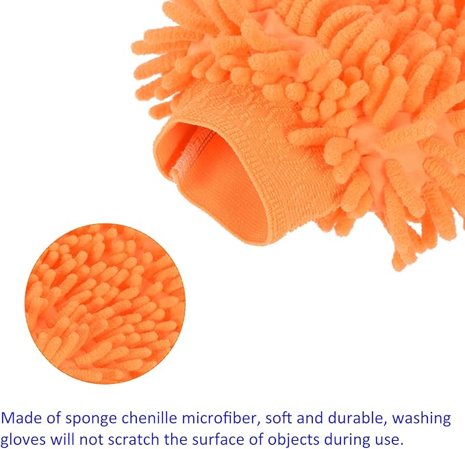 M METERXITY Microfiber Chenille Wash Mitt - Double Side Reusable Gloves for Cleaning Scratch-Free, Apply to Car Cleaning, Kitchen