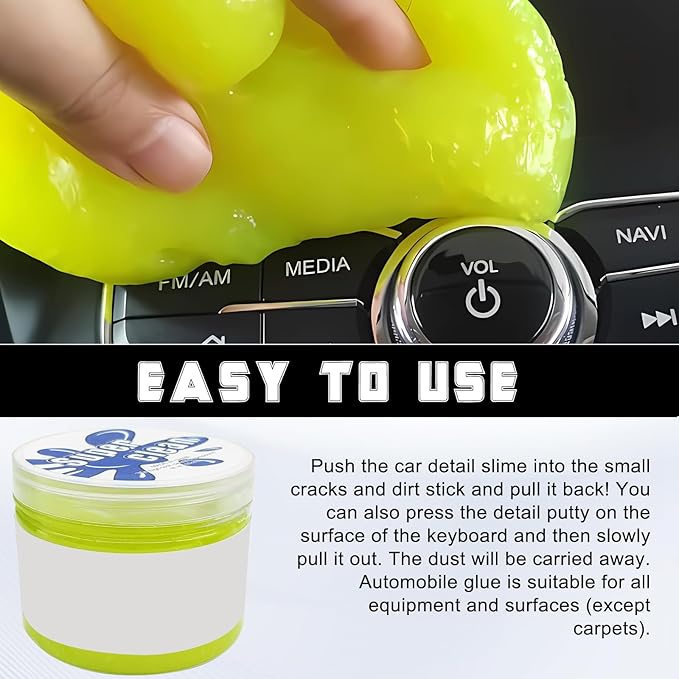 Car Cleaning Gel Clean Putty, Universal Auto Interior Cleaner Slime, Auto Detailing Tools Accessories for Cleaning Vehicle Interiors/Electronic Products/Homes/Offices, Gifts for Men Women (Yellow)
