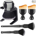 Supkiir 5 Pcs Car Detailing Brushes, Ultra Soft Bristles Dusting Brush with Storage Rack, Curveball XL Synthetic Brush Automotive Interior Dusting Brushes, Covers Large Area Inside or Outside Vehicles