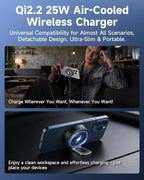 Qylastic Qi2.2 Certified 25W for MagSafe Car Charger & Holder with Air-Cooling Tech, Magnetic Wireless Charger Mount for iPhone 17/16/15/14/13/12, Fits Samsung Galaxy S25